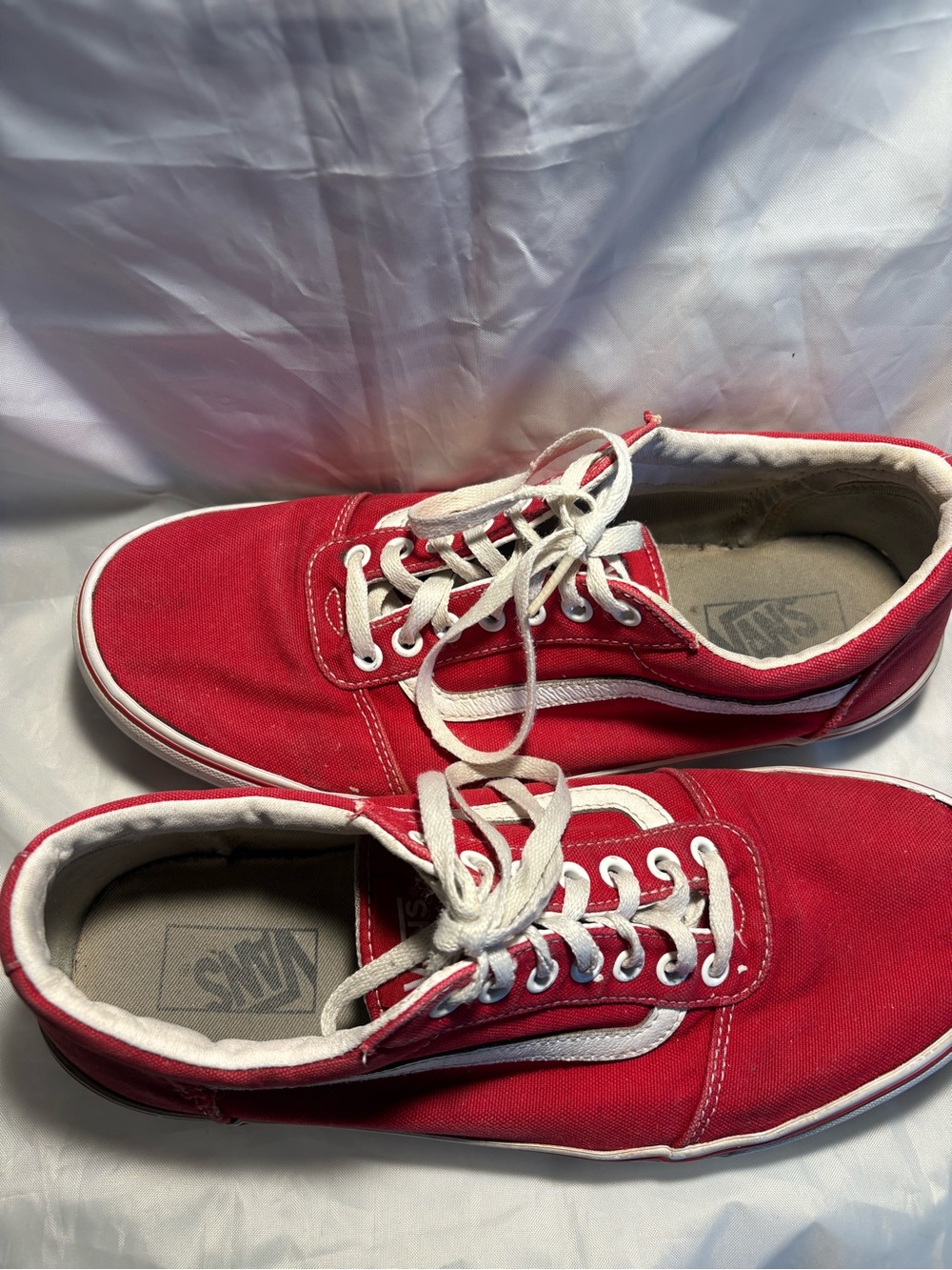 Vans Old Skool/Ward Red Canvas Low-Top Sneakers with White Stripe
